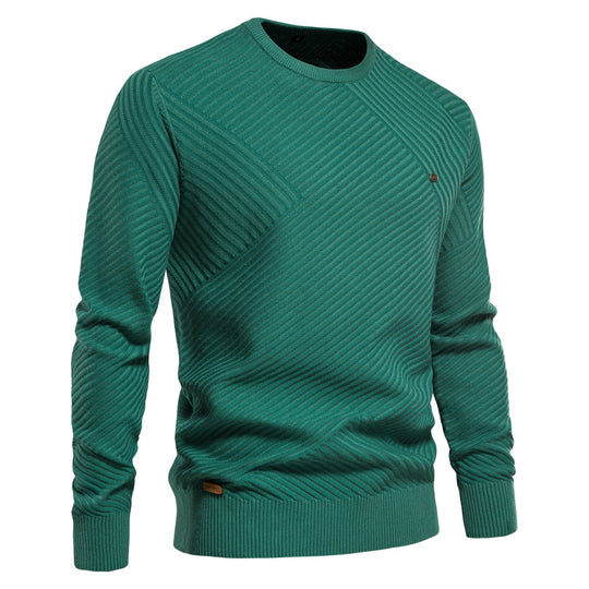 Herren Strickpullover mit modernem diagonalen Muster EB