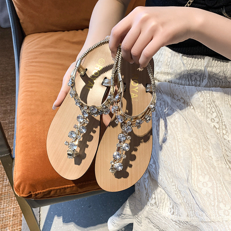 Damen elegantes Zehentrenner-Design mit funkelnden Strass-Akzenten EB