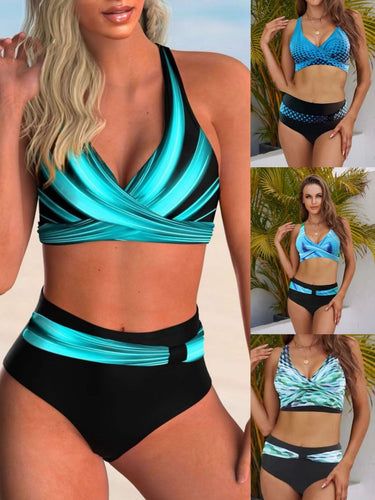 Damen Bikini-Set mit kreativem Twist-Design und hohem Bund EB