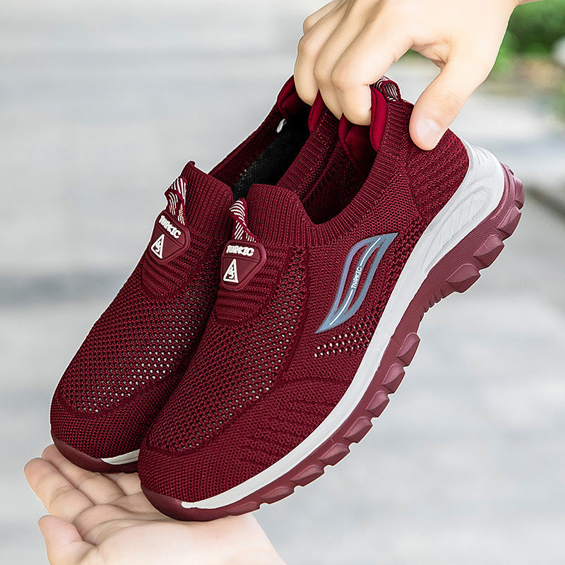 Damen Komfortable Slip-On Sneakers mit flexiblem Strickoberteil EB