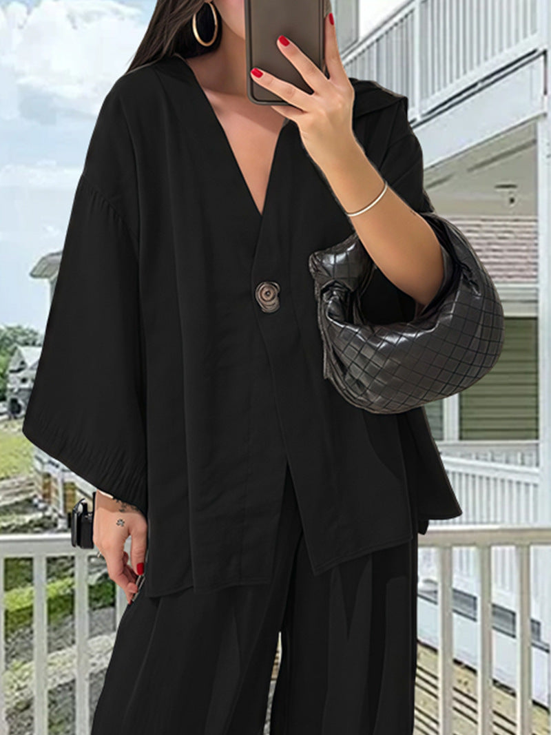 Damen Elegante Kimono-Jacke mit weiten Ärmeln und lockerer Passform EB