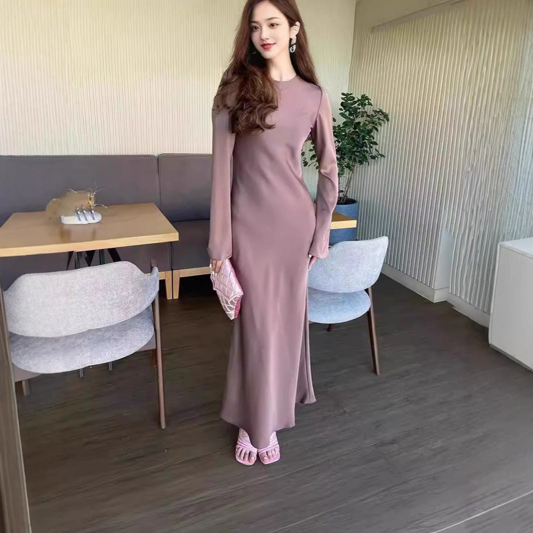 Damen Elegantes Maxikleid mit schmeichelndem Schnitt und ausgestellten Ärmeln EB
