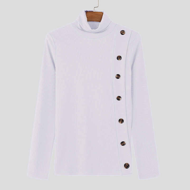 Damen Langarm Rollkragenpullover mit Knopfdetails EB