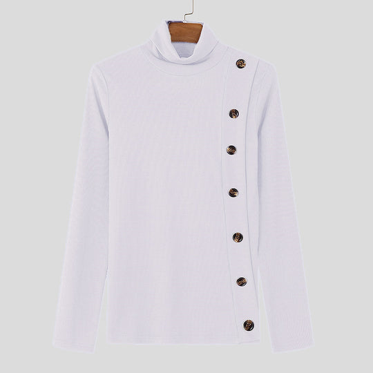 Damen Langarm Rollkragenpullover mit Knopfdetails EB