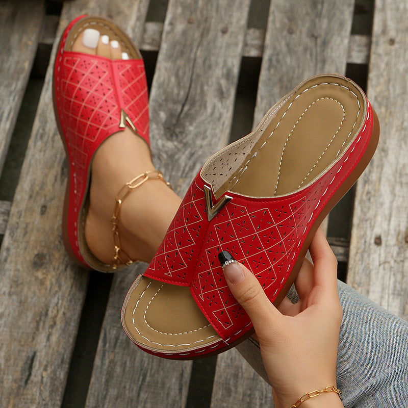 Damen Komfortable Clogs mit floralem Cut-Out-Design und rutschfester Sohle EB