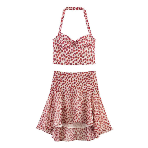 Damen Crop-Top im fruchtigen Design mit elegantem Wickelverschluss EB