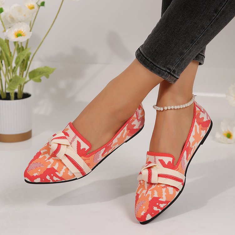 Damen Stilvolle und komfortable Ballerinas mit großem Schleifendetail EB