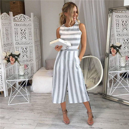 Damen Jumpsuit mit eleganten Streifen und tailliertem Schnitt EB