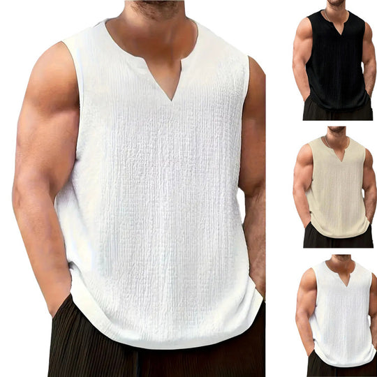 Herren Ärmelloses Freizeitshirt mit strukturiertem Design und V-Ausschnitt EB