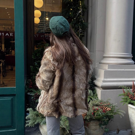 Damen luxuriöse Kunstfelljacke EB