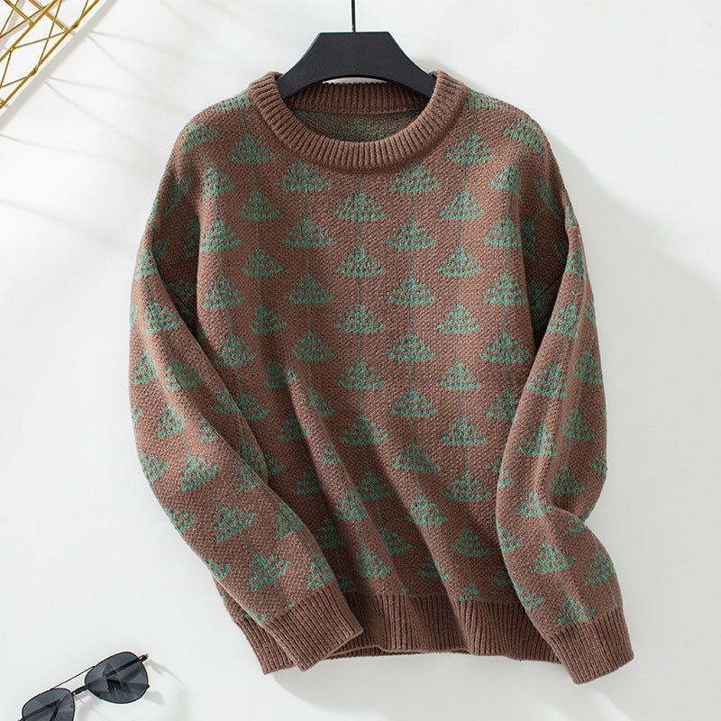 Damen Strickpullover mit verspieltem Baumdesign und weichem Material EB