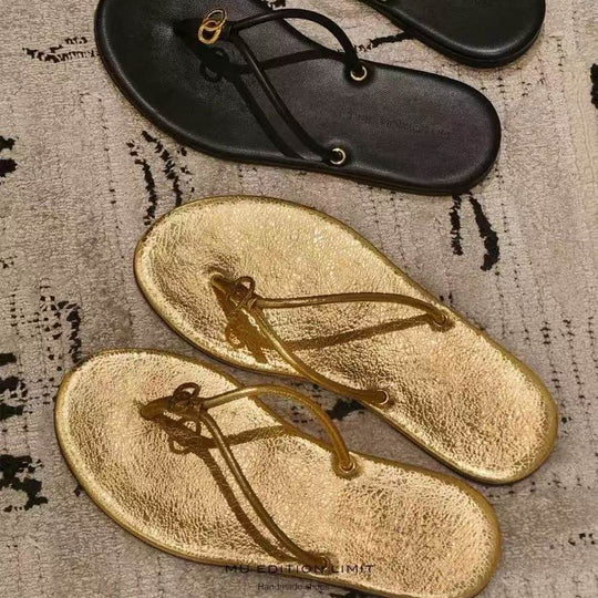 Damen Glitzernde Zehentrenner Sandalen mit edlem Metallic-Look EB