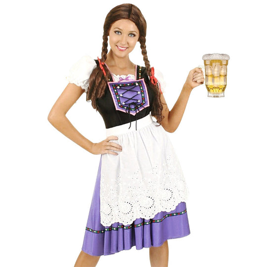 Damen nan Trachtenkleid mit geschnürter Miederblende und bestickter Schürze EB