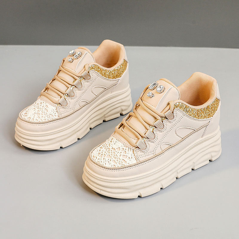 Damen Sportliche Plattform Sneakers mit Glitzer-Details und ergonomischer Dämpfung EB