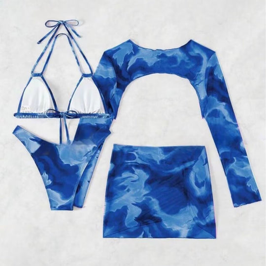 Damen Bikini-Set mit raffiniertem Rückenausschnitt und modischer Wickelrock EB