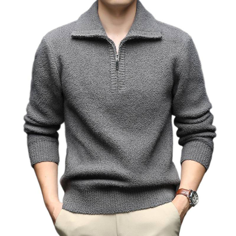 Herren Pullover mit hohem Kragen und Reißverschluss EB