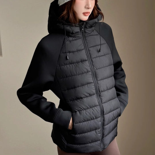 Damen Innovative Hybridjacke mit hohem Kragen und abnehmbarer Kapuze EB