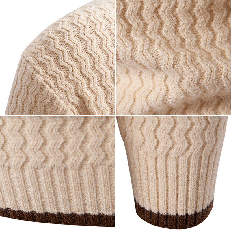 Herren Strickpullover mit hochabschließendem Kragen und strukturiertem Muster EB