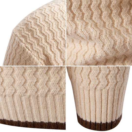 Herren Strickpullover mit hochabschließendem Kragen und strukturiertem Muster EB
