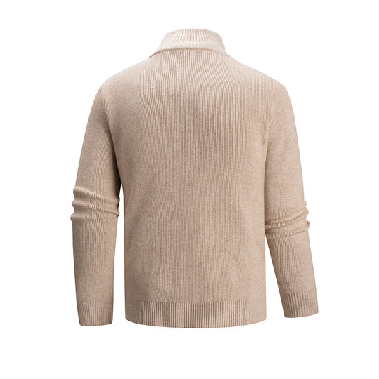 Herren modischer Strickpullover mit halbem Reißverschluss und strukturiertem Muster EB
