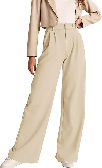 Damen weite High-Waist Hose mit Falten- und Bunddetails EB