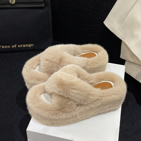 Damen Flauschige Fleece-Pantoletten mit weichem Innenfutter und modernem Design EB