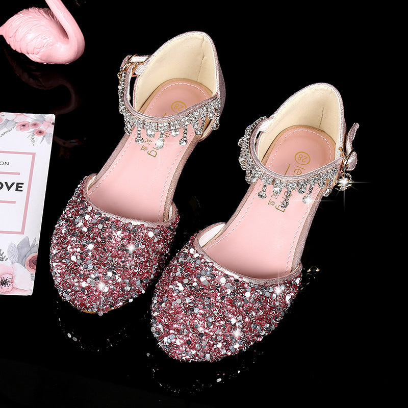 Mädchen Glitzernde Ballerina-Sandalen mit hohen Absatz und Anhänger EB