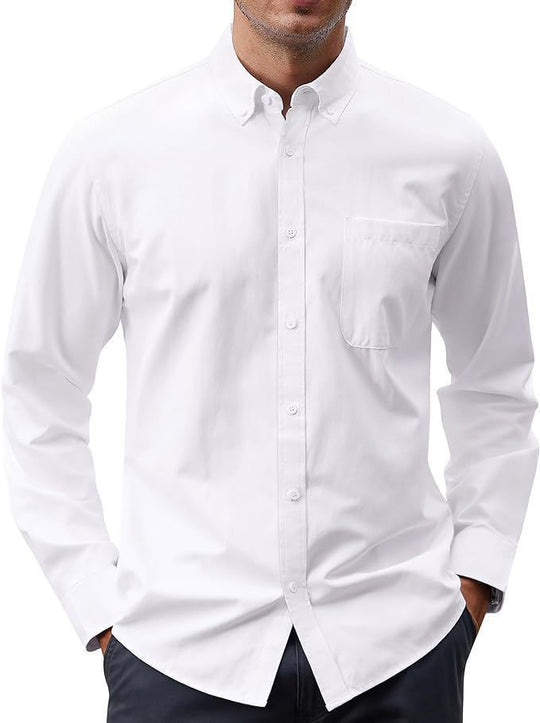 Herren nan Slim-Fit Oxford-Hemd mit Button-Down-Kragen, Brusttasche und elastischer Baumwollmischung EB
