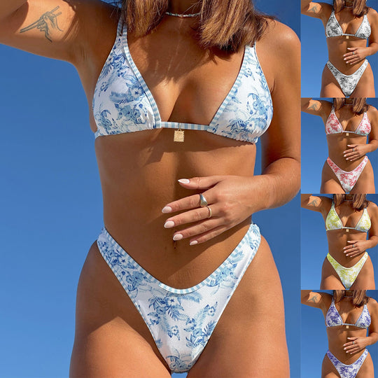 Damen Triangel-Bikini mit floralen Mustern EB