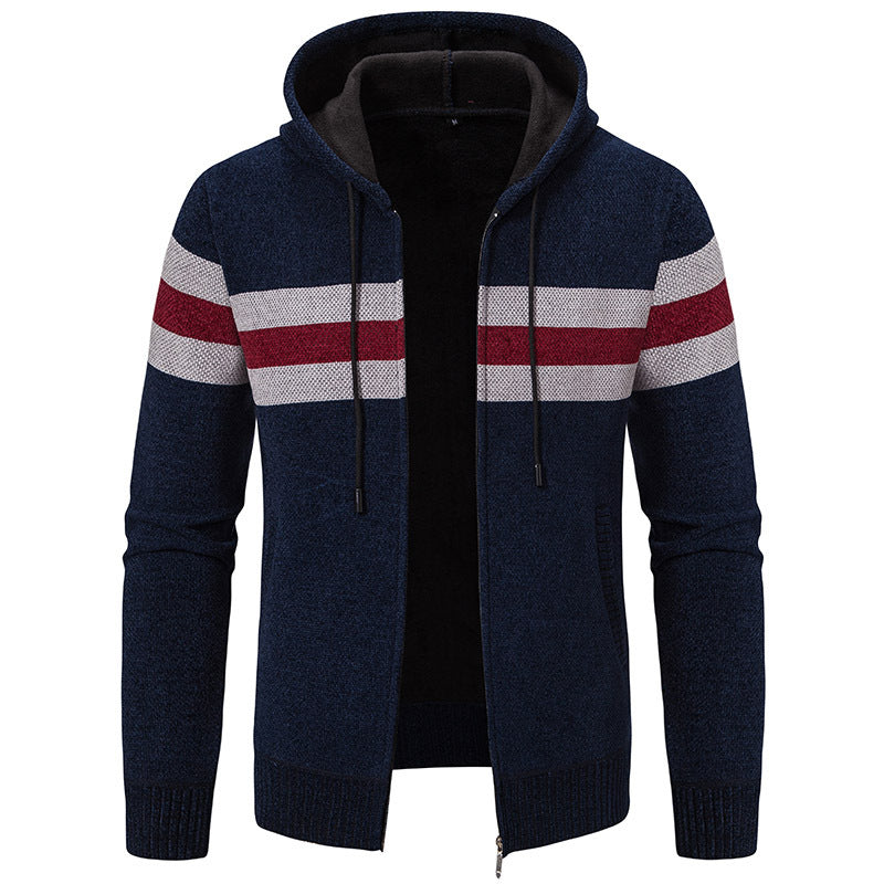 Herren modische Kapuzenjacke mit strukturiertem Design und elegantem Innenkragen EB