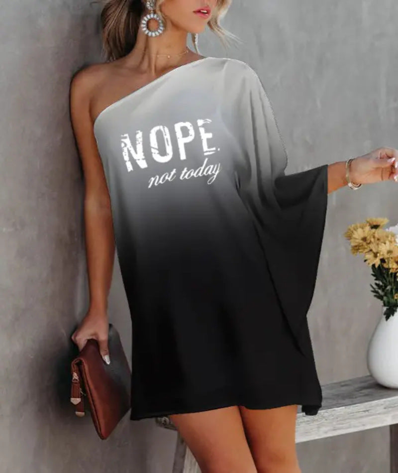 Damen asymmetrisches Mini-Kleid mit grafischem Aufdruck EB