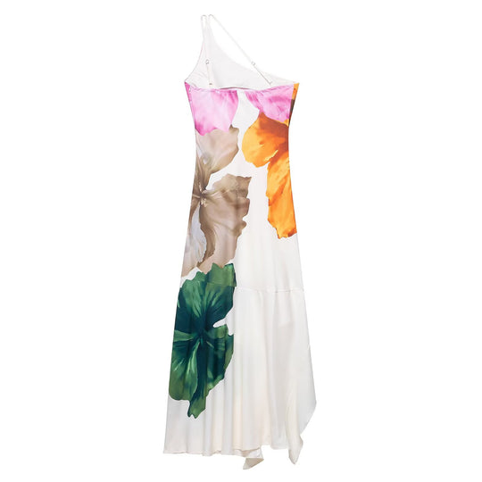 Damen Maxikleid mit asymmetrischem Schnitt und floralem Design EB