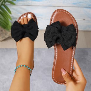 Damen Designer-Lounge-Sandalen mit raffiniertem Schleifendetail EB