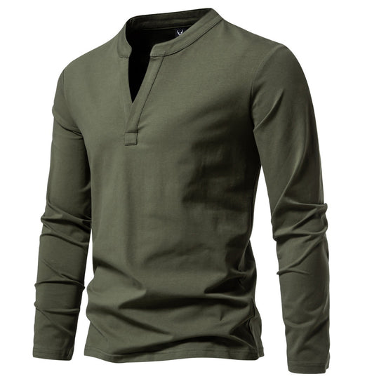 Herren nan langärmeliges Henleyshirt mit Stehkragen, tiefer V-Öffnung und schmaler Passform EB