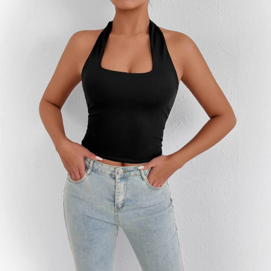 Damen Hochgeschlossenes Tanktop mit Quadrat-Ausschnitt EB