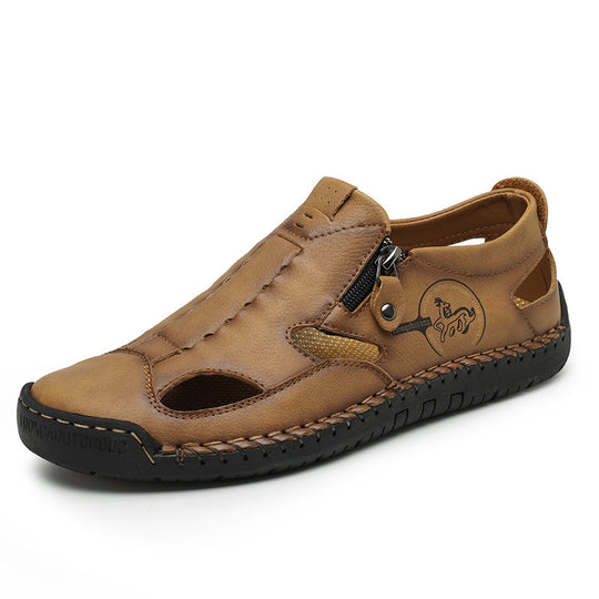 Herren Bequeme Lederfreizeitschuhe mit Reißverschluss und atmungsaktiven Öffnungen EB