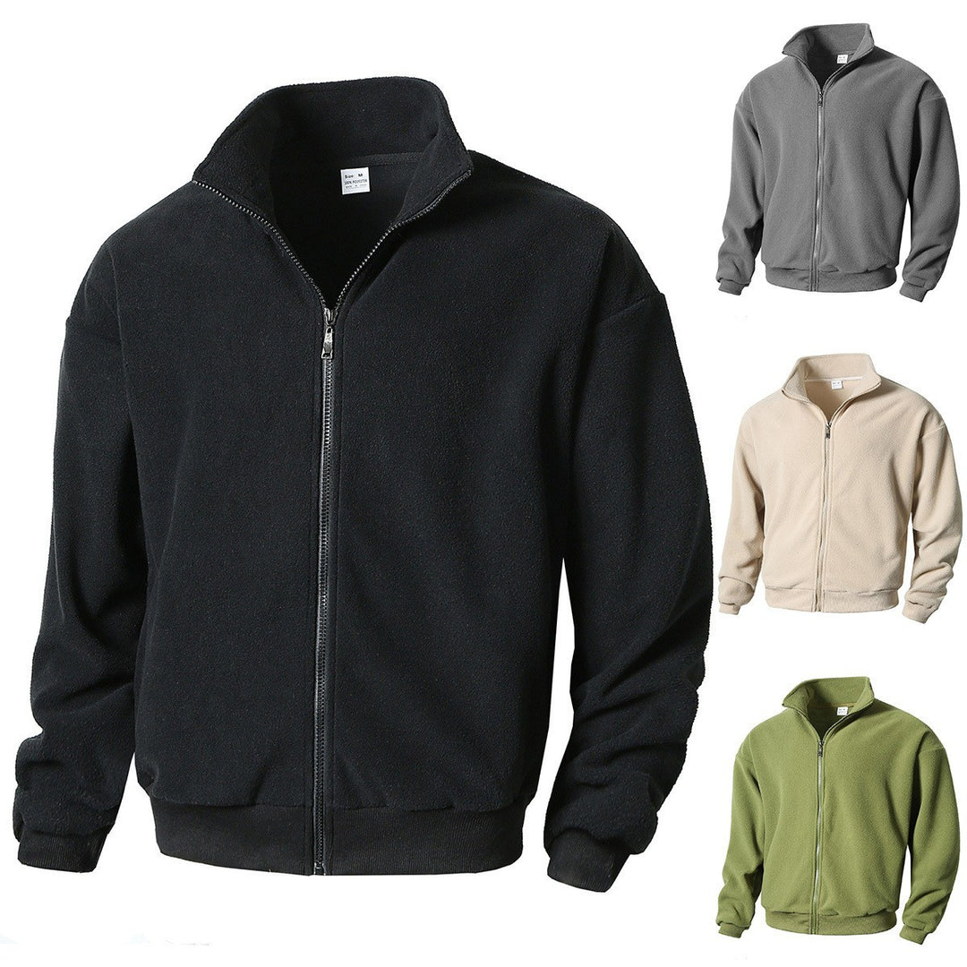 Herren nan Zip-Fleecejacke mit Stehkragen, durchgehendem Reißverschluss und gerippten Bündchen Eichborn Berlin
