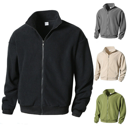 Herren nan Zip-Fleecejacke mit Stehkragen, durchgehendem Reißverschluss und gerippten Bündchen Eichborn Berlin