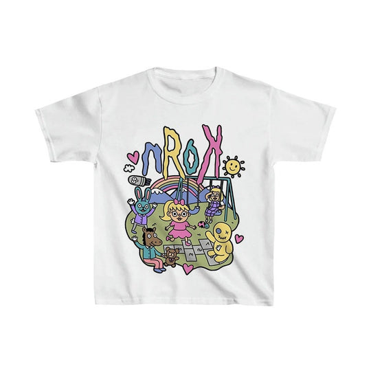 Damen Kurzarm T-Shirt mit verspieltem Grafiken-Design EB