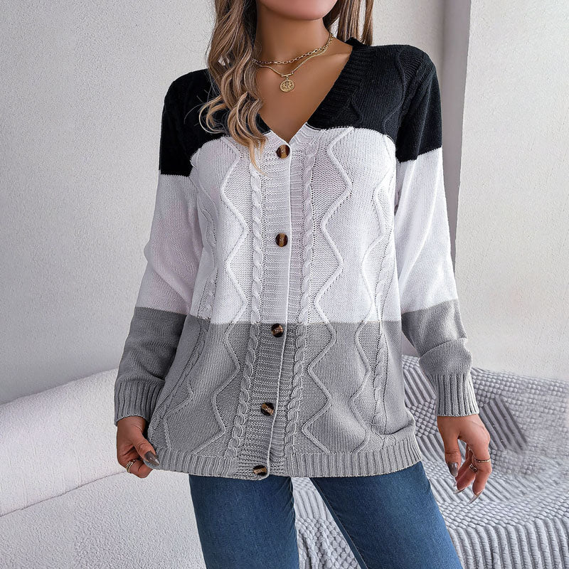 EB | Farbblock Strickjacke mit Modischem Stil