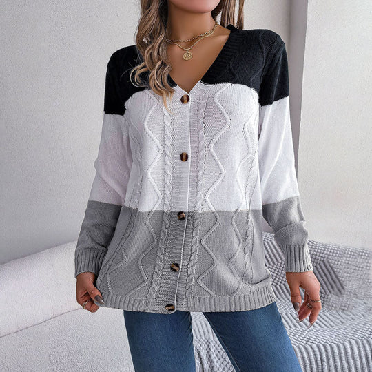 EB | Farbblock Strickjacke mit Modischem Stil