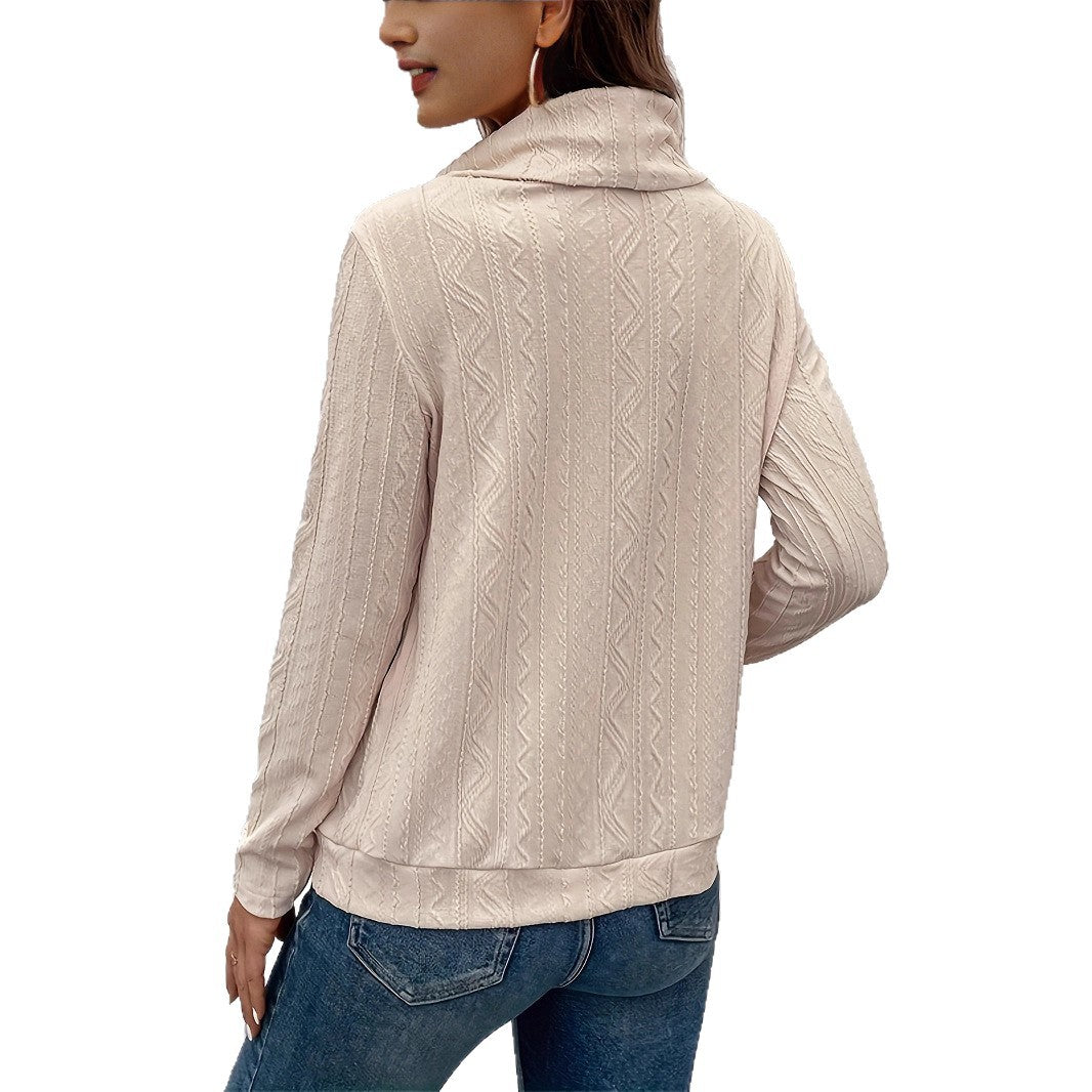 Damen Cowl-Neck Pullover mit strukturiertem Musterdetail und langem Arm EB