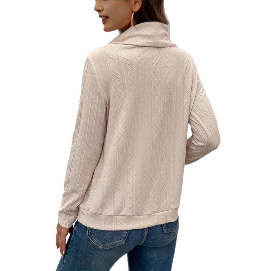 Damen Cowl-Neck Pullover mit strukturiertem Musterdetail und langem Arm EB