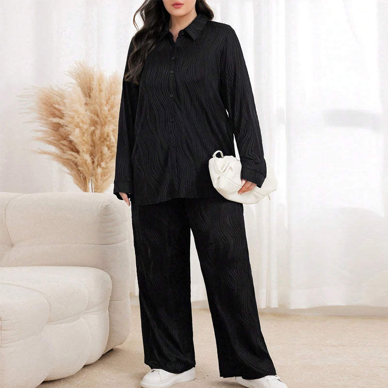 Damen Schlafanzug-Set mit elegantem Streifenmuster und lockerer Passform EB