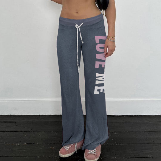Damen Flared Jogginghose mit farblich abgesetztem Bund und modischem Schriftzug EB