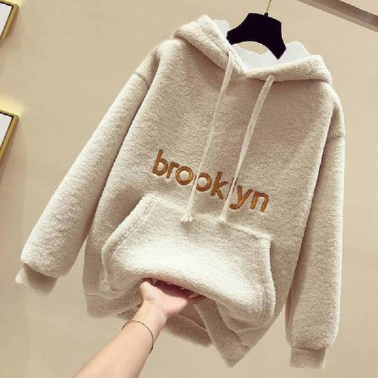 Damen kuscheliger Hoodie mit bequemer Passform und lässigem Schriftzug EB
