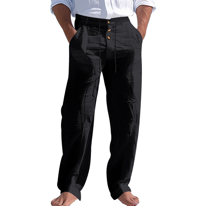 Herren lässige Hose mit hohem Bund und bequemen Taschen EB