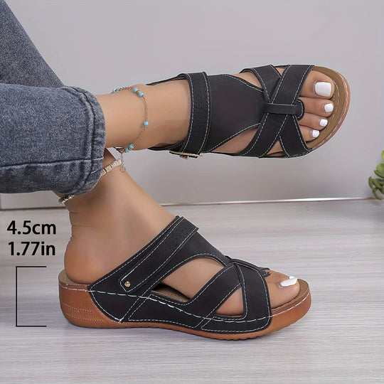 Damen komfortable Sandalen mit verstellbarem Riemendesign und anatomischem Fußbett EB
