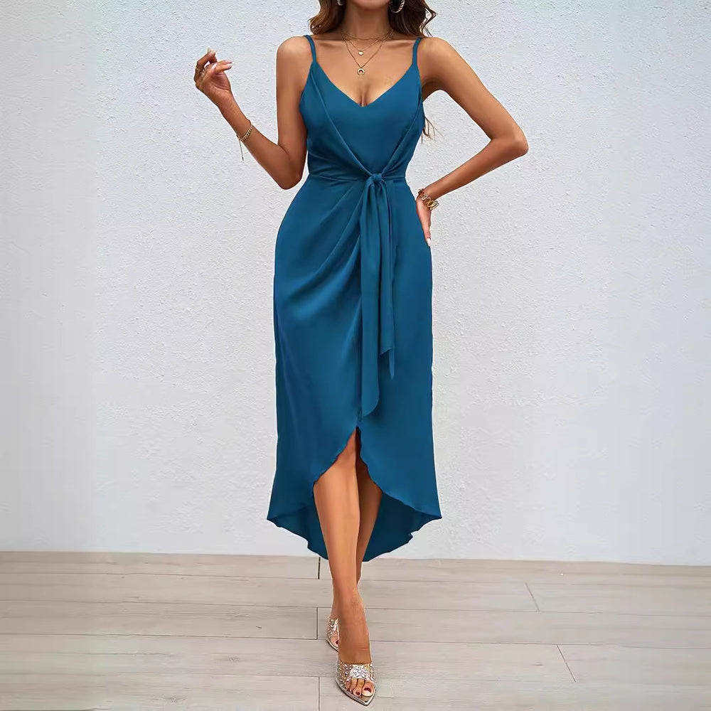 Damen Etuikleid mit elegantem Wickel-Design und schwingendem Saum EB