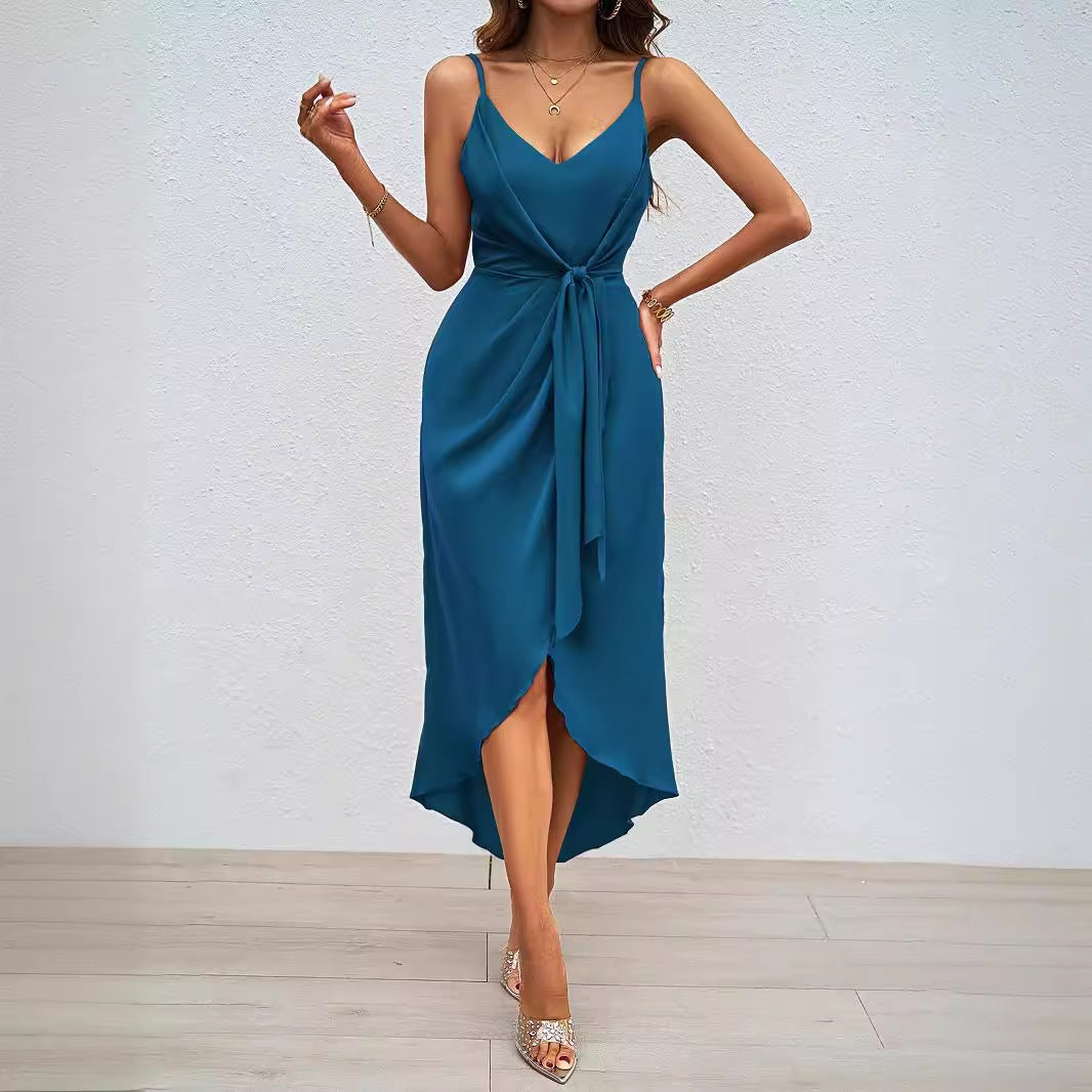 Damen Etuikleid mit elegantem Wickel-Design und schwingendem Saum EB